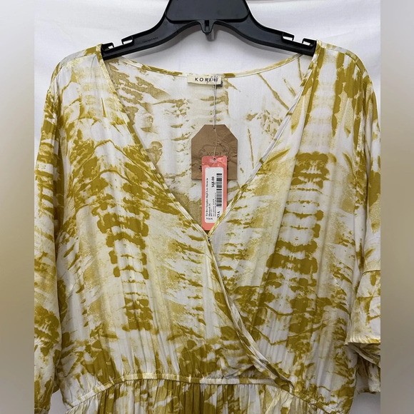 Kori Plus Tie Dye Surplice High Low Dress In Mustard Size 2X Assymetrical NWT - Picture 2 of 5